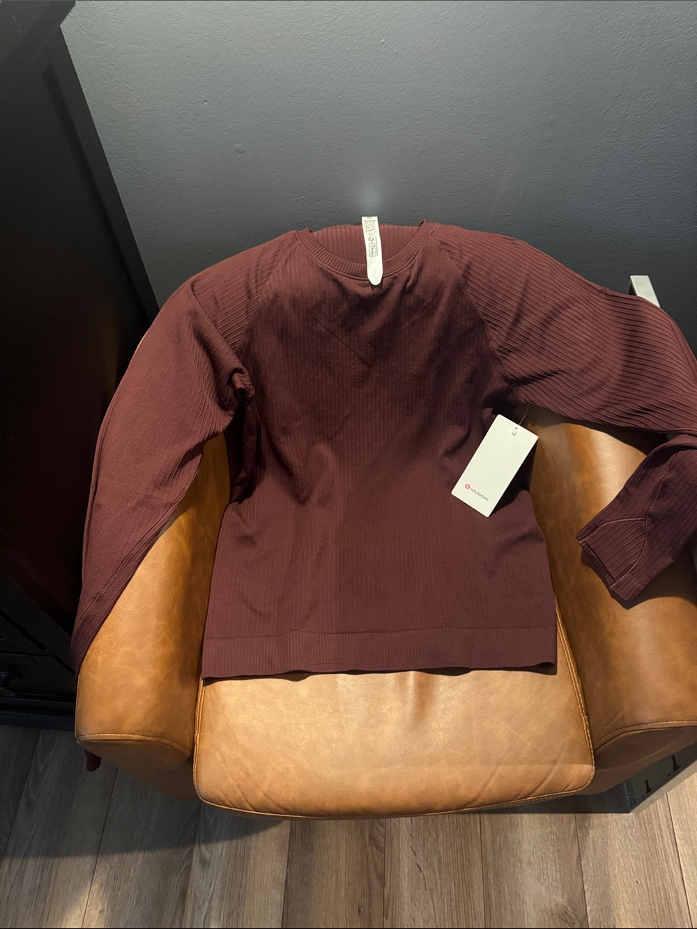 lululemon athletica Ribbed Long Sleeve Top in Deep Burgundy - Picture 2 of 4